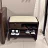 家逸實(shí)木換鞋凳穿鞋凳鞋架帶抽屜入戶(hù)門(mén)口換衣凳 胡桃色 曬單實(shí)拍圖