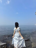 妙奕嘉法式碎花連衣裙女2026夏季新款溫柔風(fēng)裙子純欲長(cháng)裙顯瘦海邊沙灘裙 方領(lǐng)收腰木耳邊長(cháng)裙【水墨藍】 M 曬單實(shí)拍圖