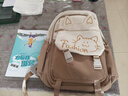 瑪嘎書(shū)包女初中生高中生大容量雙肩包韓版可愛(ài)貓咪小學(xué)生3—6年級背 卡其色寬肩帶+老鼠掛件 曬單實(shí)拍圖