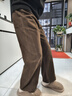 :CHOCOOLATEit美式復古純棉休閑褲男冬季寬松潮流直筒闊腿褲 咖色 L 曬單實(shí)拍圖