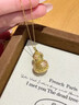中國珠寶黃金有錢(qián)花葫蘆吊墜女足金花絲福祿項鏈生日情人節禮物送女友老婆 足金有錢(qián)花葫蘆+品牌禮盒 金重約1g，贈S925銀鏈 曬單實(shí)拍圖