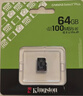 金士頓（Kingston）64GB TF（MicroSD） 存儲卡 U1 A1 V10 內存卡 讀速100MB/s 適配無(wú)人機/運動(dòng)相機/switch/監控 曬單實(shí)拍圖