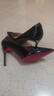 奧古獅登（Agsdon）高跟鞋新款尖頭紅底女細跟性感淺口舒適不累腳送女神P551107黑39 曬單實(shí)拍圖