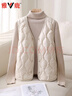 雅鹿2025秋冬新款輕薄羽絨服內膽女馬甲內搭保暖修身坎肩背心輕暖外套 米白 L 推薦105-115斤 曬單實(shí)拍圖