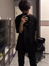 卡圖弛 黑色重磅純棉短袖t恤男夏季潮牌痞帥半截袖上衣服寬松休閑體恤衫 黑色 XL 曬單實(shí)拍圖
