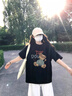 一寸相思黑色純棉短袖t恤女2026夏季新款爆款寬松大碼體恤卡通印花上衣ins 黑色-玩具小熊 L 推薦110-125斤 曬單實(shí)拍圖