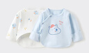 童泰新生兒半背衣嬰兒衣服純棉四季0-3月寶寶上衣滿(mǎn)月服2件裝 藍色 52 曬單實(shí)拍圖