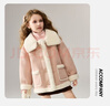 ASK JUNIOR兒童皮毛一體加絨加厚棉衣外套25冬季大童夾棉保暖連帽夾克女童 曬單實(shí)拍圖