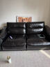 支吾曜石皮藝沙發(fā)包豪斯大黑牛復古油蠟皮真皮客廳直排中古不銹鋼設計 曜石黑-進(jìn)口油蠟皮-接觸面真皮 三人位 2.27m 曬單實(shí)拍圖