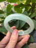 老坑正品翡翠手鐲緬甸玉手鐲女款平安鐲冰種淺綠油青飄花玉鐲子 圈口57-58mm 曬單實(shí)拍圖