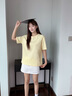 名創(chuàng  )優(yōu)品（MINISO）短袖t恤女2026新款初夏穿搭小個(gè)子打底衫寬松純棉黃色正肩上衣服 曬單實(shí)拍圖