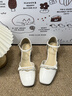 卓詩(shī)尼高跟鞋女2026新款春夏絕美單鞋空鞋水鉆包頭涼鞋粗跟瑪麗珍女鞋子 米白色 37 曬單實(shí)拍圖
