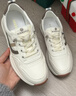 波爾諦奇（BOERDIQI）頭層牛皮春新款拼色軟底小白鞋舒適厚底休閑運動(dòng)女鞋 米咖 35 曬單實(shí)拍圖