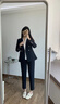 晨芙職業(yè)西裝套裝女秋冬新款高級感職場(chǎng)通勤大學(xué)生面試正裝女西服外套 藏青西裝+小腳褲 M 建議90-100斤 曬單實(shí)拍圖