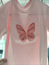 G.duck亮片蝴蝶棉女童短袖t女孩夏季新款童裝洋氣兒童衣服上衣T恤夏裝 粉紅色 120 建議身高110以下 曬單實(shí)拍圖
