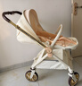 qborn白鹿新生兒小孩米色嬰兒車(chē)高景觀(guān)雙向輕便折疊寶寶兒童推車(chē)三合一 玉蘭白+睡籃 曬單實(shí)拍圖