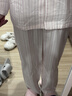 MUJI女式 無(wú)側縫雙層紗織長(cháng)袖睡衣 家居服套裝純棉女士26年春季女裝 淺粉色條紋 M 上裝160/84A 下裝160/66A 曬單實(shí)拍圖
