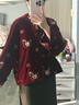 三吉黑花【小福馬】新中式珠繡織金絲絨棉服外套女拜年服今年流行 殷紅-首批 S 曬單實(shí)拍圖