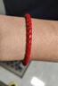 周大福 男款 不銹鋼扣手繩/皮繩 紅色 20cm YB19 曬單實(shí)拍圖