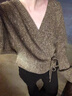 羅蒙（ROMON）2025秋冬新款小香風(fēng)V領(lǐng)系帶蝙蝠袖短外套小個(gè)子時(shí)髦顯瘦針織開(kāi)衫 駝色 均碼 曬單實(shí)拍圖
