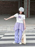 NICKYBABY小女童夏日套裝2026新款炸街兒童表演服中大童夏裝夏季多巴胺穿搭 15290紫色 130 cm 曬單實(shí)拍圖