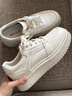 百麗（Belle）簡(jiǎn)約百搭小白鞋女2026春新舒適厚底純色板鞋B3058AM6 米白 37 曬單實(shí)拍圖