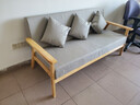 卡特波羅實(shí)木沙發(fā)客廳家用簡(jiǎn)易公寓雙人位布藝沙發(fā)小戶(hù)型出租房4人位組合 米灰色【送抱枕】清漆款 三人位 曬單實(shí)拍圖