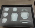 景德鎮陶瓷茶具套裝影青雕刻蓋碗茶杯茶具整套送禮男士高檔搬家禮品禮盒 【高溫影青】玉影山水茶具6頭 曬單實(shí)拍圖