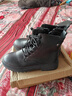 蜘蛛王真軟皮馬丁靴女2024秋冬防水防滑顯瘦韓版短靴加絨保暖棉鞋子 黑色(單里款) 38 曬單實(shí)拍圖