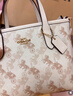 蔻馳（COACH）奧萊女士女包馬車(chē)印花CITY迷你托特包斜挎包單肩包mini city15 IM/粉筆白色 混合色 曬單實(shí)拍圖