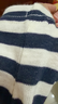 UR2026春季新款女裝休閑撞色拼接條紋刺繡圖案T恤UYL460100 寶藍條紋 XS 曬單實(shí)拍圖
