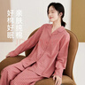 頂瓜瓜頂呱呱睡衣女春夏純棉梭織格情侶可外穿家居服套裝女珊瑚金 XL170 曬單實(shí)拍圖