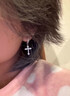 自由說(shuō)菱形十字架無(wú)耳洞耳夾耳環(huán)男歐美耳釘女耳墜潮流個(gè)性痞帥潮男耳飾 十字架耳夾【單只】 曬單實(shí)拍圖