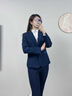 晨芙職業(yè)西裝女套裝氣質(zhì)英倫風(fēng)商務(wù)前臺面試正裝小西服外套工裝工作服 藍色外套+西褲 S 建議80-90斤 曬單實(shí)拍圖