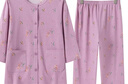 中老年女純棉開(kāi)衫睡衣七分袖長(cháng)褲媽媽夏裝全棉家居奶奶空調服汗衫 玫紫(套裝) XL (建議105斤以?xún)? 曬單實(shí)拍圖