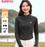 班尼路打底衫女裝加絨保暖7a抗菌秋衣2026新款重磅潮流半拉鏈內搭上衣服 深麻灰#BL藝術(shù)字愛(ài)心K M 曬單實(shí)拍圖