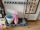 采易樂(lè ) 不銹鋼拖把架 拖把掃把墩布掛架落地式瀝水整理架清潔工具置物架 10掛12鉤帶塑盆帶輪10198 曬單實(shí)拍圖