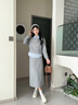 香影灰色蝴蝶結衛衣套裝女2026春季新款假兩件上衣裙子休閑兩件套 淺灰 S 曬單實(shí)拍圖