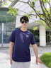 回力純棉短袖t恤男款親膚透氣夏季新款寬松休閑半袖青少年卡通上衣男 【100%純棉】藏青(慵懶喵胸標) L /175(純棉透氣親膚) 曬單實(shí)拍圖