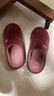 回力棉拖鞋女士居家厚底保暖防滑情侶室內毛絨棉鞋女款0179 皮紅38-39 曬單實(shí)拍圖