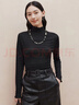 FIRSTSTATION FS時(shí)尚百搭半高領(lǐng)木耳邊長(cháng)袖打底衫女25秋新款5401Z 黑色 XL 曬單實(shí)拍圖