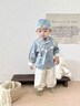 G.duck小黃鴨童裝男寶寶周歲禮服嬰兒套裝6-12個(gè)月衣服滿(mǎn)月百天漢服唐裝 夕霧淡藍-兩件套 90cm 90碼建議1~2歲【 80-】cm 曬單實(shí)拍圖