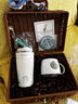 星巴克（Starbucks）杯子節日禮物不銹鋼保溫杯咖啡杯隨行杯吸管杯喝水杯辦公伴手禮 白色皮套杯藤編禮盒1 曬單實(shí)拍圖