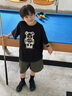 WASSUP WKENG兒童圓領(lǐng)短袖T恤夏裝男童純棉半袖衫寬松中大童潮牌女童上衣服 黑色【款一】 130 130cm 曬單實(shí)拍圖