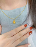 中國黃金（CHINA GOLD）福字葫蘆黃金吊墜女足金招財福祿項鏈項鏈情人節禮物送女朋友老婆 足金福祿葫蘆吊墜（金重約0.3g）贈銀925鏈 曬單實(shí)拍圖
