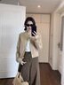 花花公子（PLAYBOY）韓系短款毛呢外套女春秋季2026年新款寬松百搭休閑棒球服夾克上衣 卡其色 L 曬單實(shí)拍圖