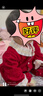 迪士尼（Disney）嬰兒衣服秋冬新款洋氣夾棉連體衣寶寶秋季外出服加絨周歲女寶禮服 紅色 加絨連體衣 80cm 80 曬單實(shí)拍圖