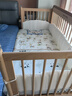 NORDICBABY北歐寶貝床邊加寬拼接床大人可睡嬰兒床實(shí)木板兒童床新生兒字母床 單床+空氣床墊+床圍 160*80cm 曬單實(shí)拍圖