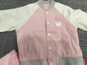 巴布豆（BOBDOG）女童套裝春秋新款棒球服外套衣服童裝兩件套運動(dòng)服春裝 粉+粉 110 曬單實(shí)拍圖