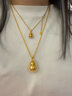 老鋪黃金古法手工足金項鏈·葫蘆1號鉆飾吊墜（金鏈款·中號） 新款中號肖邦鏈款金重約18.39g 曬單實(shí)拍圖